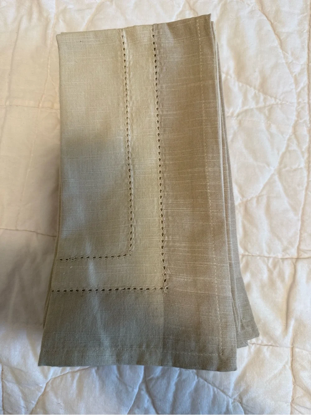Pier 1 Neutral Taupe Hemstitch Linen Napkins - Set of 11
